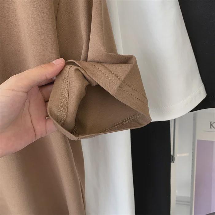 Women's Coffee-Colored U-Neck Short-Sleeve Slim Fit T-Shirt