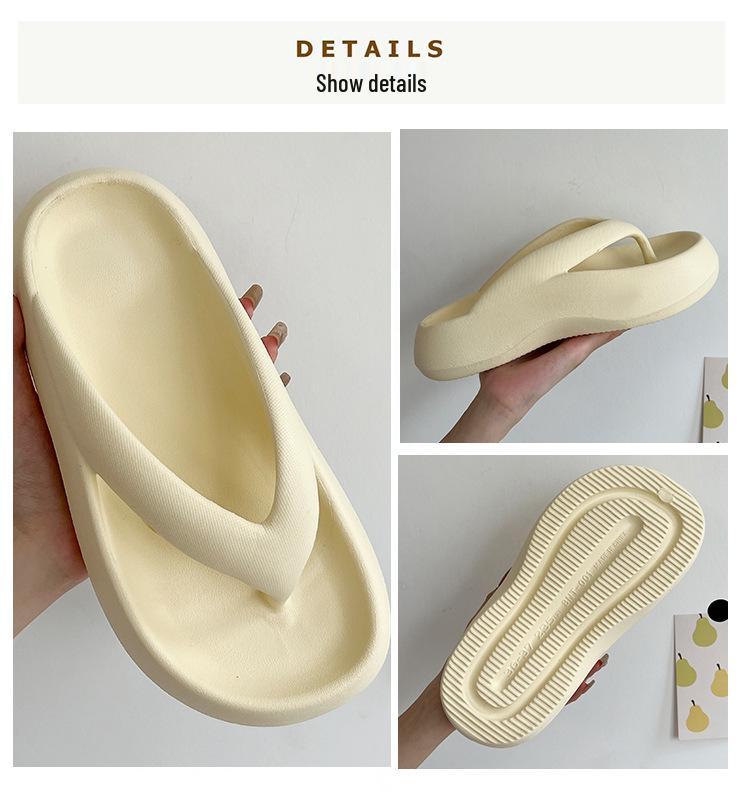 Damen Trendige Koreanische Weichsohlige Dicke Zehensandalen für Sommer-Strandbekleidung