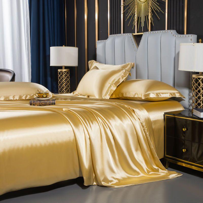 Bedding Set Solid Color Luxury Bedding Kit Rayon Satin Duvet Cover Set Twin Queen King Size Bed Set 4pcs Home Textile
