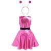 Girls Space Alien Dress Set Round Neck Sleeveless Contrast Waist Invisible Zipper Metallic Dress Hair Hoop