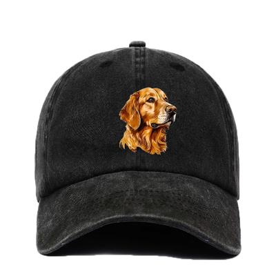 1 pièce Casquette de baseball unisexe style vintage 100 % coton avec broderie Golden Retriever Casquette Dad réglable pour hommes et femmes