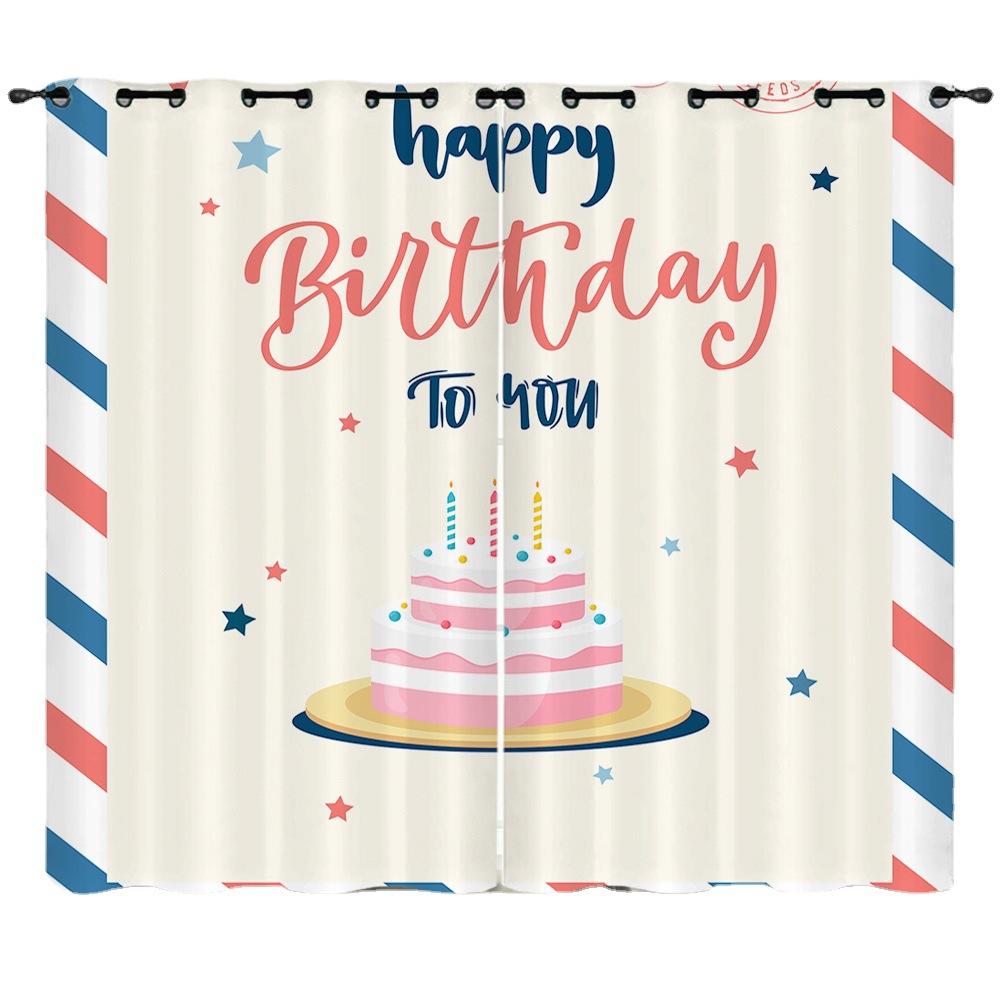 Happy Birthday Happy Birthday 3D Digital Printing Curtain Blackout Punching