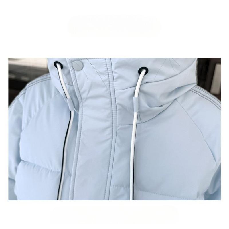 Women Winter Loose Striped Down Cotton Coat Small Size Thickened Padded Jacket Keep Warm Outfit