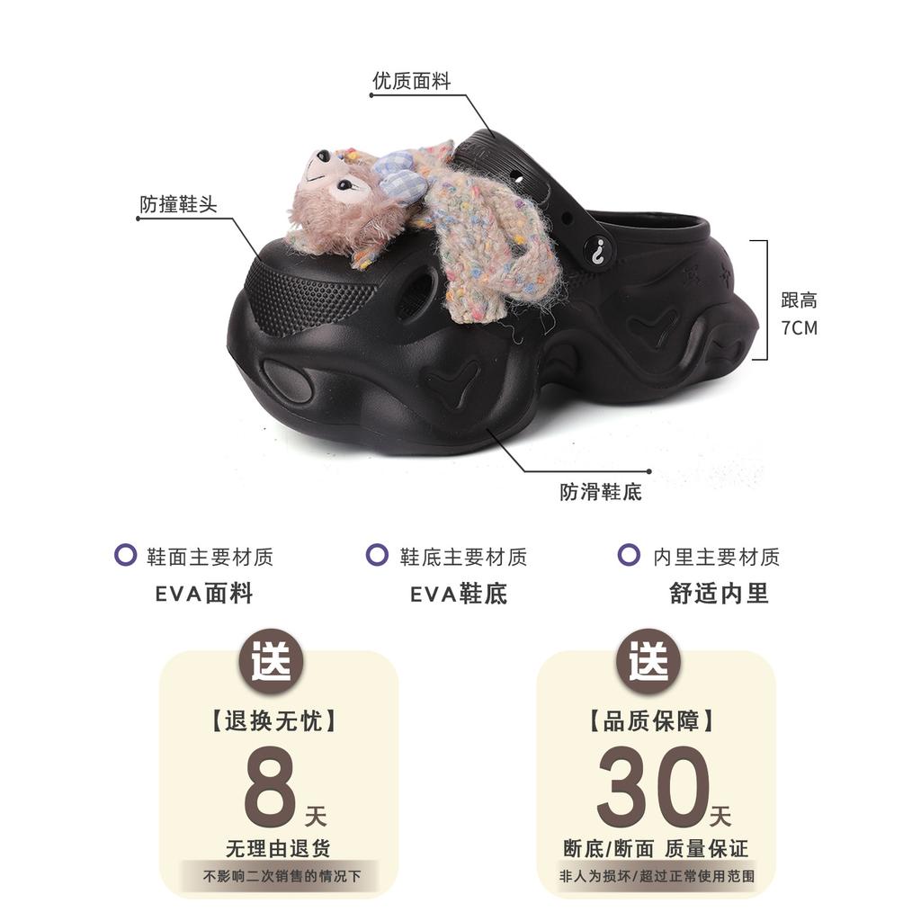 Cartoon Cute Hole Shoes Women's New Muffin Thick-soled Non-slip Bag Head Cool Slippers Tide