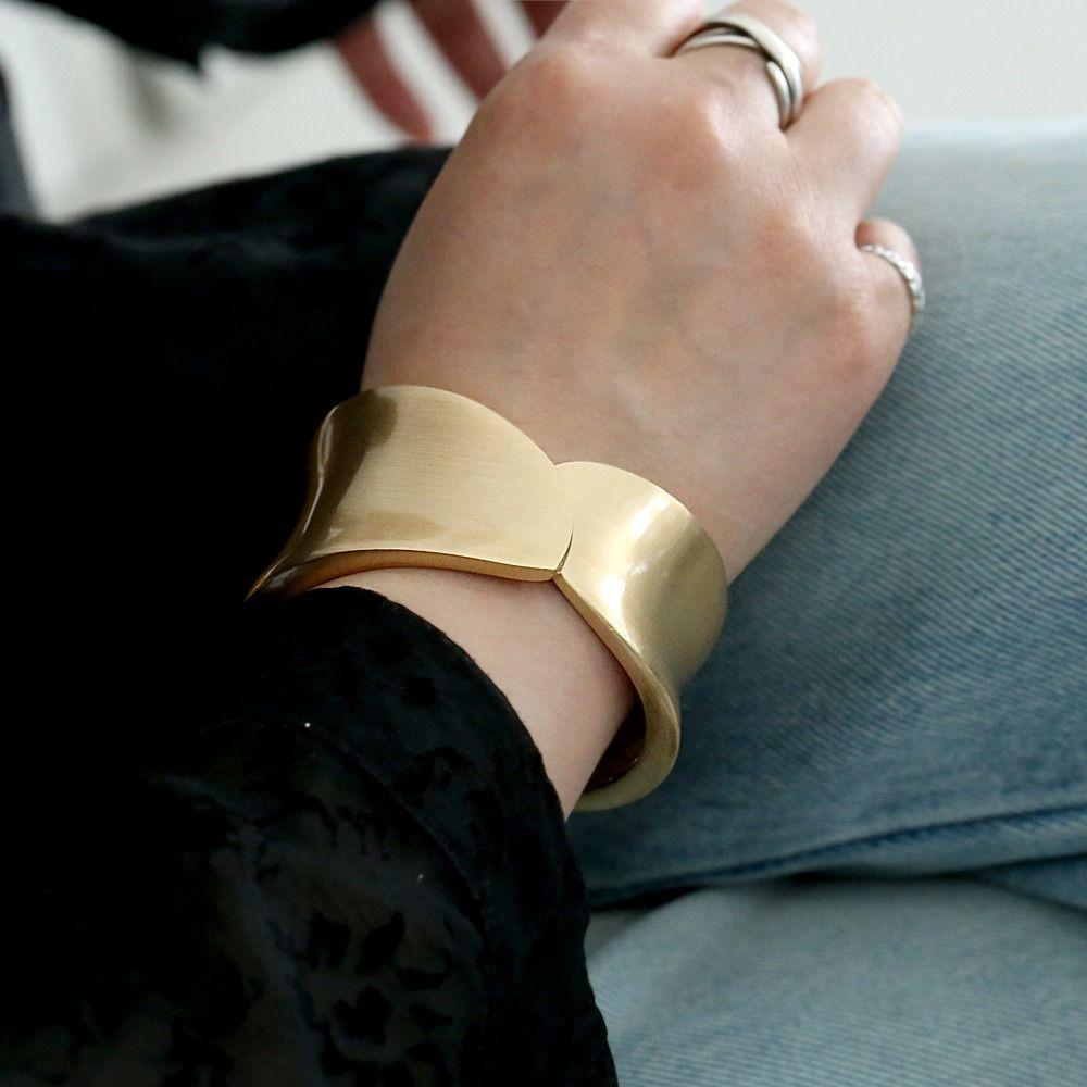 New Hinge Gold Bangle Metal Open Bracelet Jewelry Accessories Solid Color Chunky Bangle Bracelet Punk Alloy Irregular Wrist Cuff
