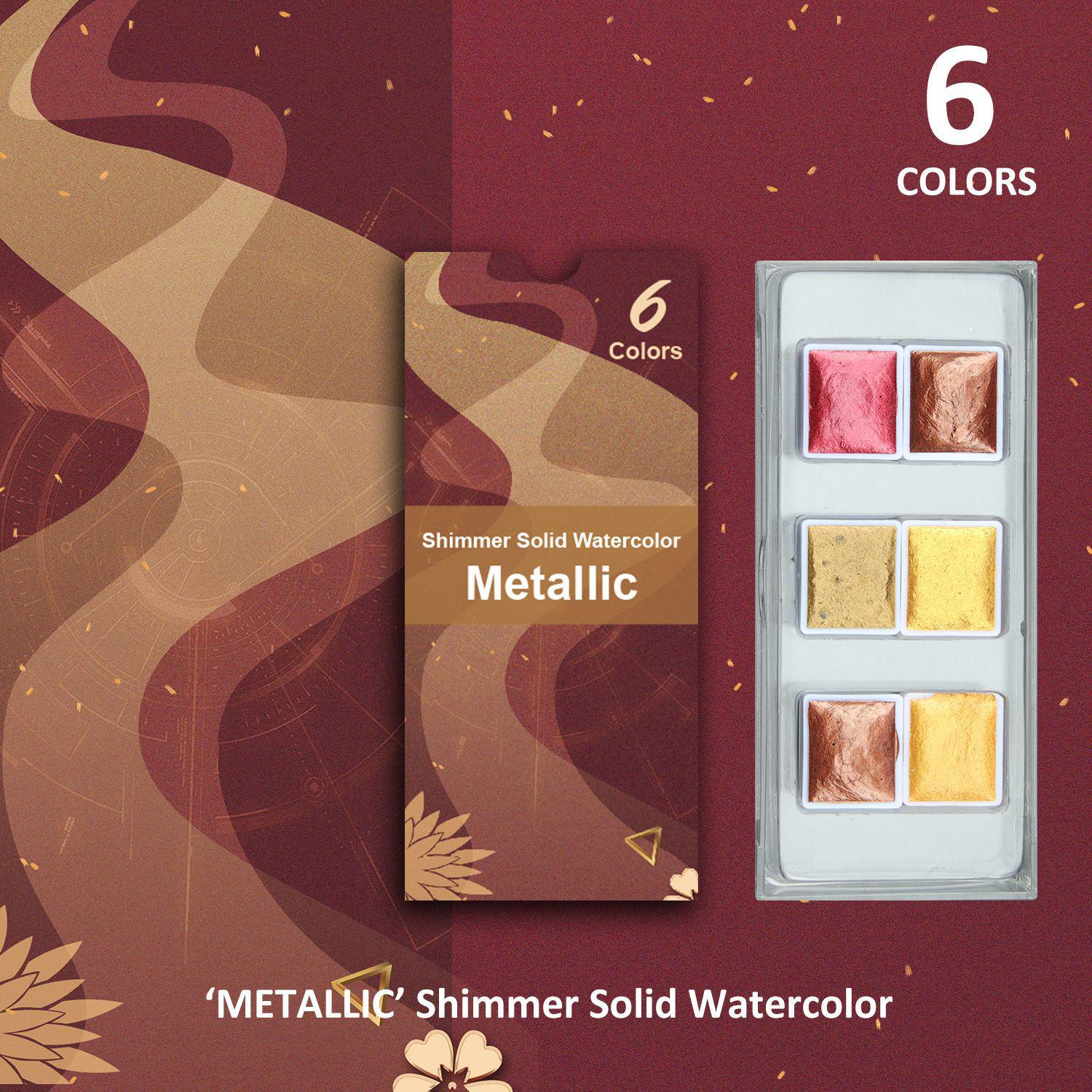 6-12 Color Pearlescent Metallic Watercolor Set: Portable & Professional for Art Students