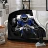 1 Stück Blaue Rugby-Spieler-Decke, Leichte Flanell-Kuscheldecke für Sofa, Bett, Reisen, Camping, Wohnzimmer, Büro, Couch, Stuhl und Bett