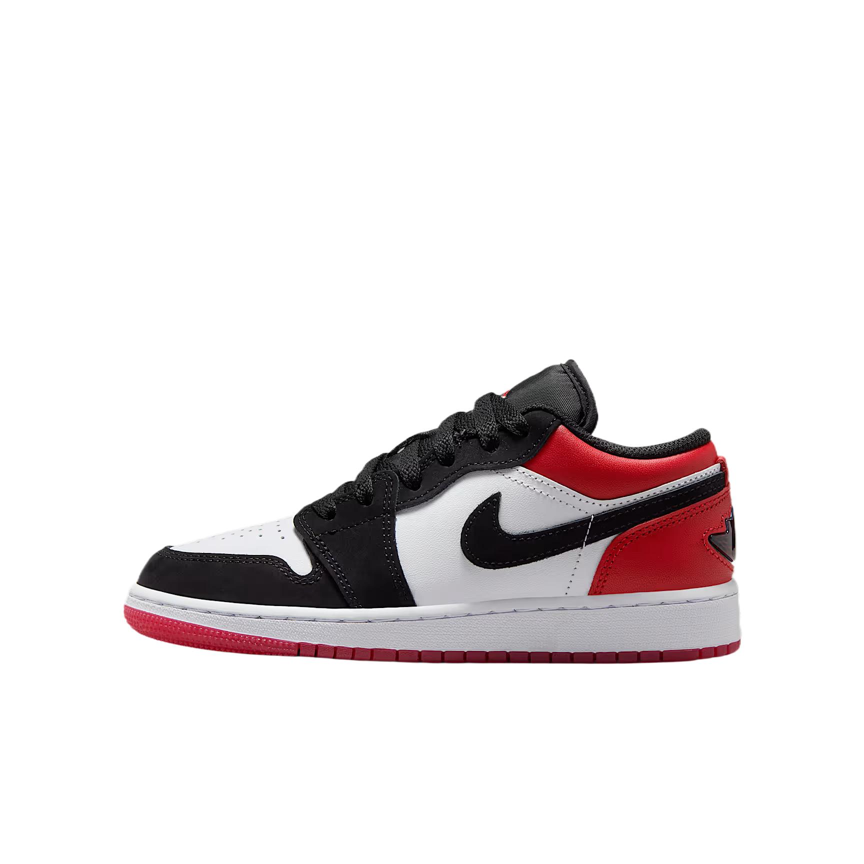 

Кроссовки Air Jordan 1 Low SE GS Black Toe для детей Белые Красно-бордовый IB8970-106 38