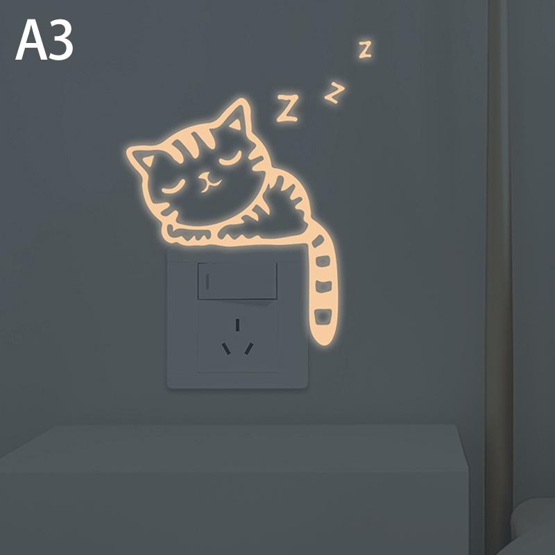 Kreslená Svítící Samolepka na Vypínač Svítící ve Tmě Samolepky na Zeď Domácí Dekorace Dekorace Dětského Pokoje Zelená Žlutá Modrá Svítící