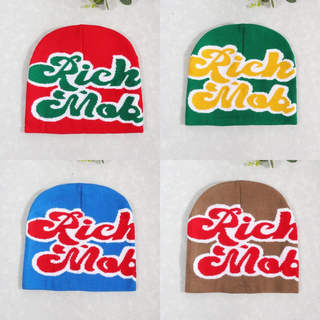 Fashion Color Blocked Letter Pattern Neutral Casual Warm Knitted Hat For Autumn Winter Outdoor Warmth And Casual Style