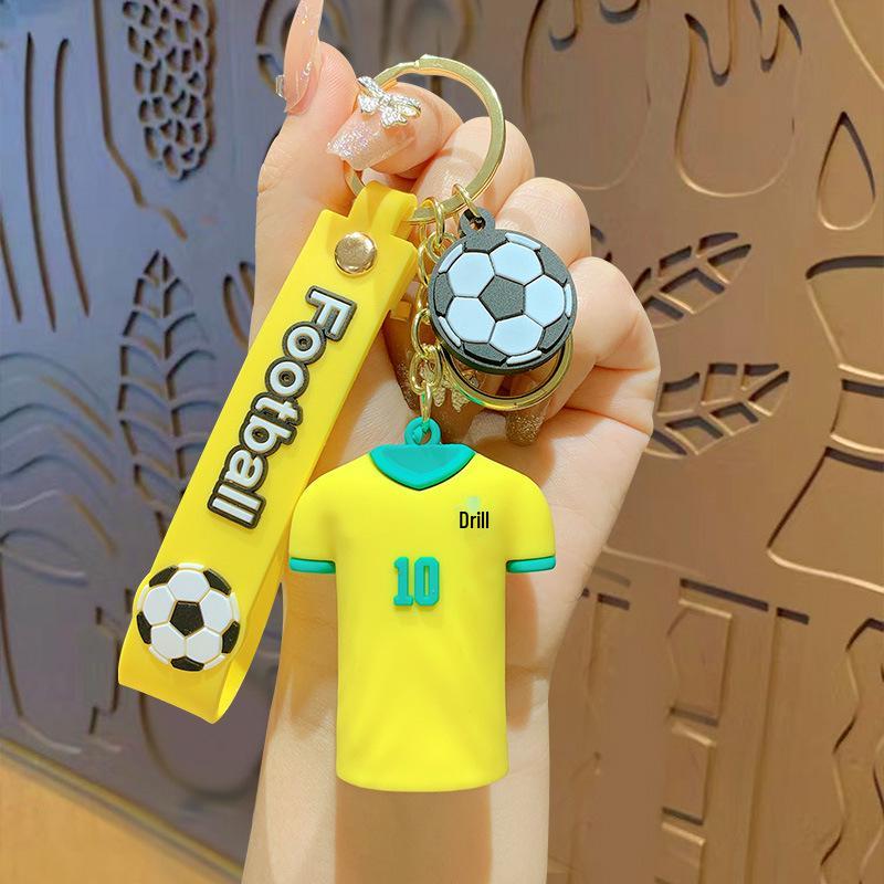 World Cup Soccer Jersey Keychain - Soft Rubber Pendant for Bags & Gifts