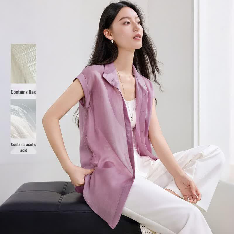 IHIMI Women s Tencel Blend Stand Collar Blouse S