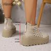 Fashion New 2025 Women Summer Boots Thick Bottom Round Toe Hollow Breathable Ankle Boots Fashion Short Botines Size35 42 Botas De Moda