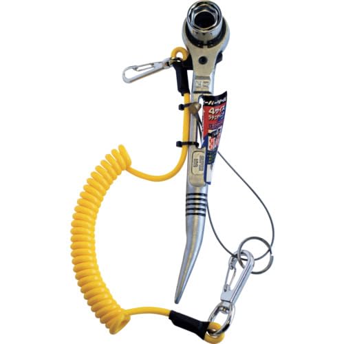 

Super 4-Size Ratchet Wrench with Safety Rope (Short Type) Yellow SRF3RNY