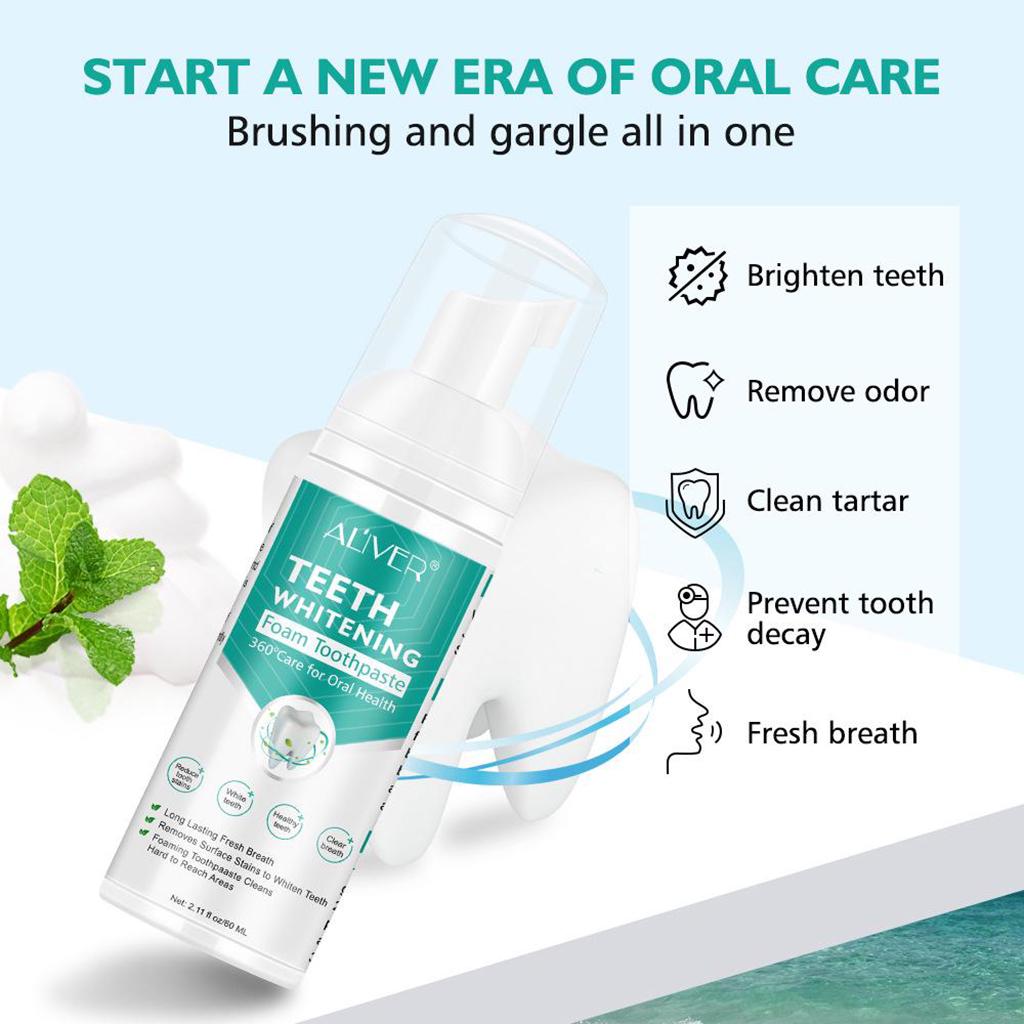 Buy Aliver Professional Teeth Whitening Foam Toothpaste 60ML at
