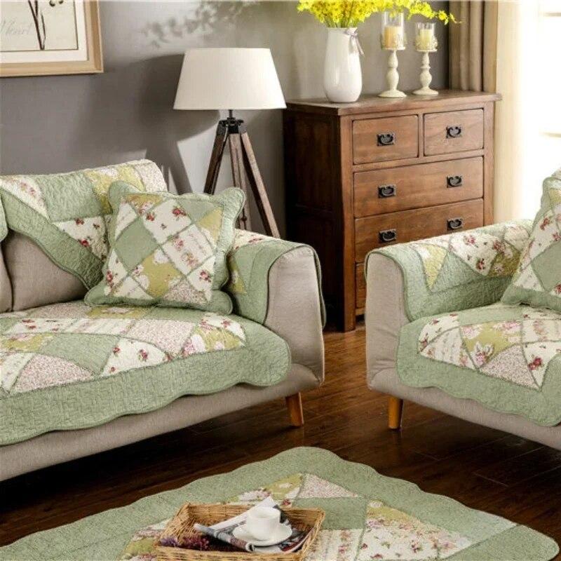 Gird Anti Slip Sofa Cover Cushion Machine Washable Modular Fashionable Sofa Mat Fresh Small Floral Sofa Cushion Cover