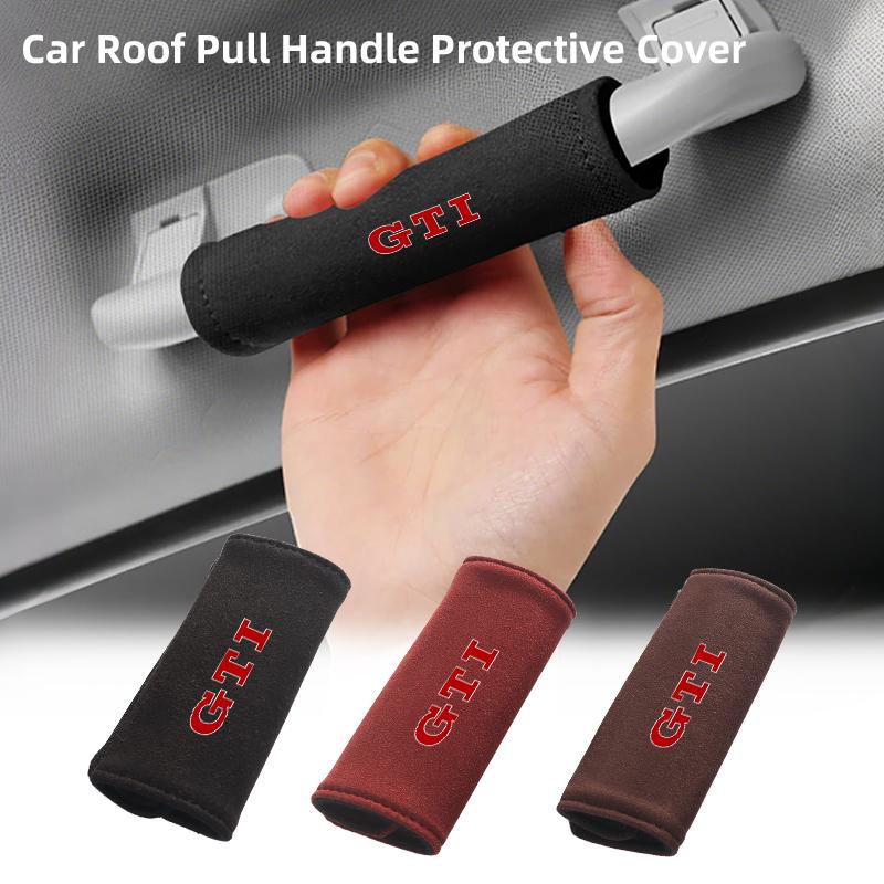 abcd1 2PCS Car Door Inner Handle Protective Cover Fur Protector Case Accessories For Volkswagen VW GTI Passat Golf Tiguan Polo