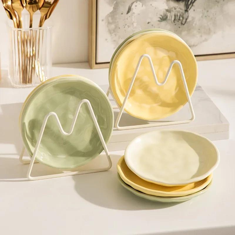 Cream Luxury Plate Bone Dish Household Food Grade Ceramic Snack Cake Dining Table Storage Decoration Ins
