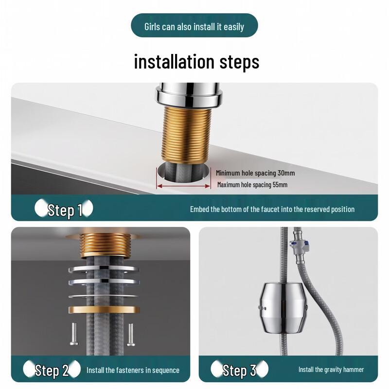 Jiayun Stainless Steel Pull-Out Kitchen Faucet