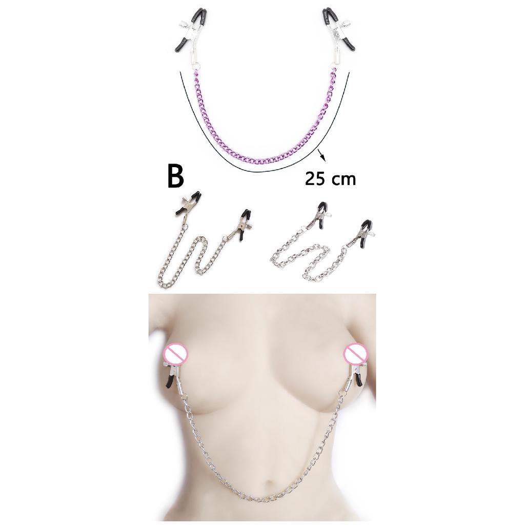 1 Pair Sexy Nipple Clamps Labia Clips With Chain Clip Sm Fetish Bust Massager Stimulate Sex Toy Flirt Bondage Exotic