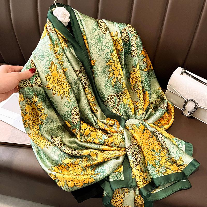 Luxury Gradient Silk Scarf Women Brand Solid Femme Shawls Wraps Bandana Head Foulard Fashion Lady Hijab Wedding Poncho