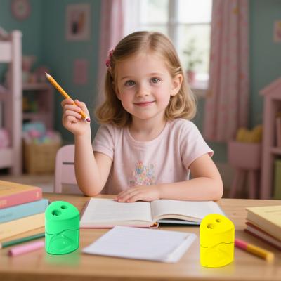 4 Stück Doppelspitzer für Kinder Schüler Transparentes Kratzbox Spitzer Tragbarer Manueller Spitzer für Schule Büro Zuhause