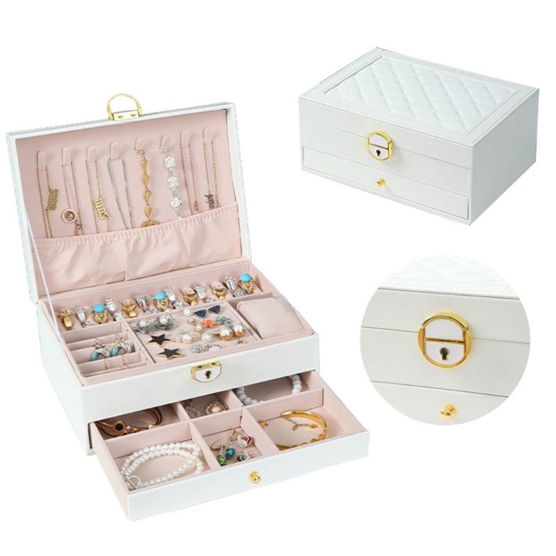 Elegant Jewelry Holder Spacious Multi Tiered Necklace and Earring Organizer with Compartments Jewellery Stoarge Box