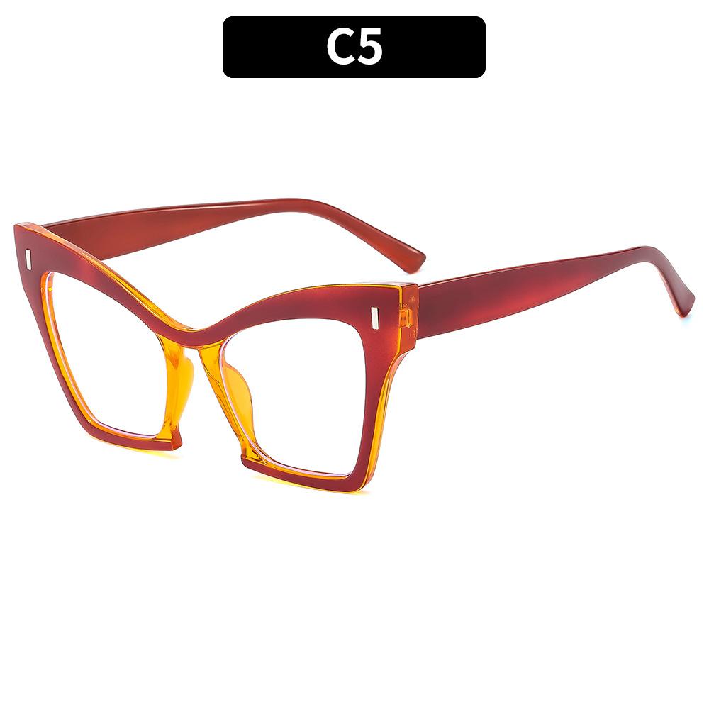 Trendy purple anti blue light oversized reading glasses women fashion clear cat eye square eyeglasses frames