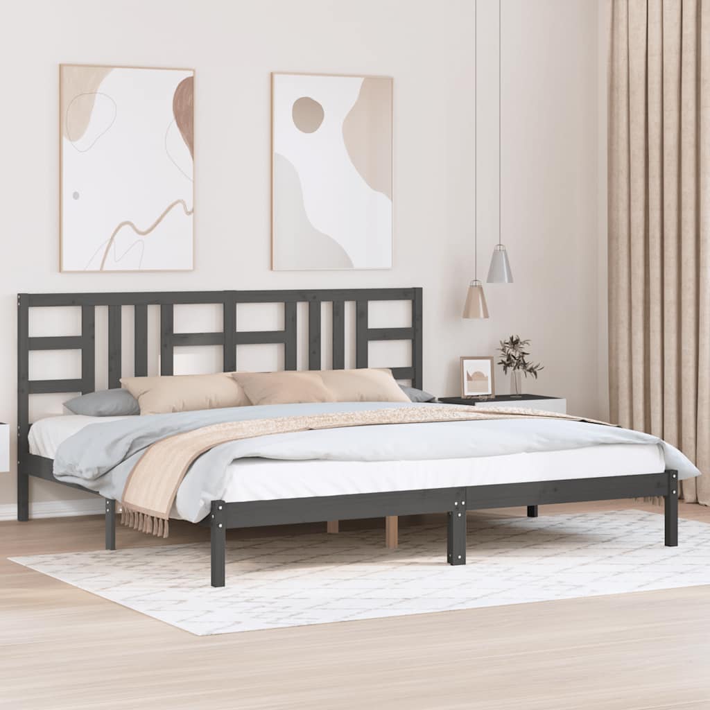 Solid Wood Bed Gray 200 x 200 cm