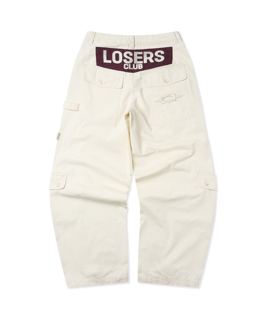 Lujeoseukeulleob Multi Cargo Pocket Wide Cotton Pants Ivory
