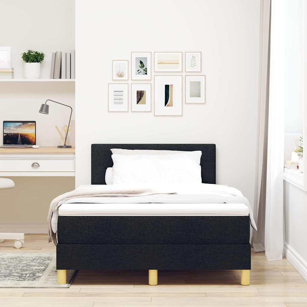 Box Spring Bed with Pillow Black 120 x 190 cm Fabric
