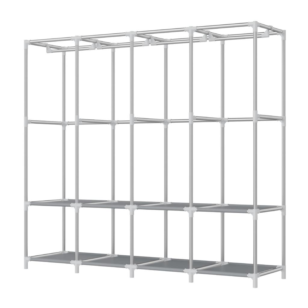 Multi-layer Non-woven Fabric Wardrobe with Dustproof Cover and Iron Pipe Frame