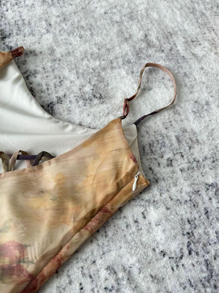 Neuankömmlinge: Damen Helles Klassisches Ölmalerei Stil Plissiertes Slim Kleid