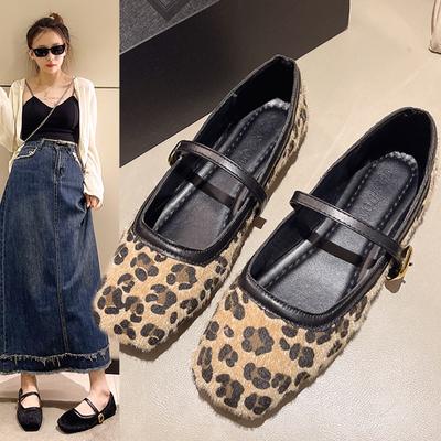 Dames Vierkante Neus Flats Met Velvet Matte Afwerking Enkele Casual Schoenen Dames Comfort Loafers Schoenen Leer Mary Jane Schoenen