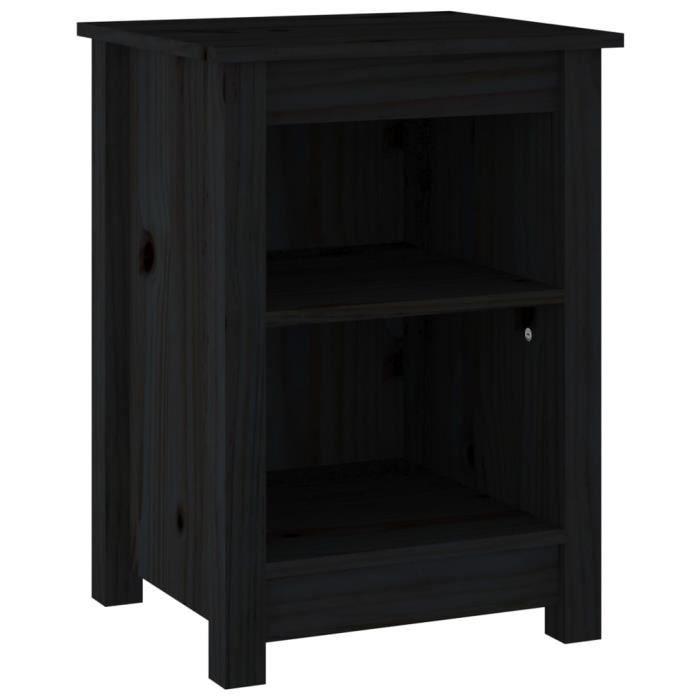 VidaXL Table de chevet Noir 40x35x55 cm Bois de pin solide 820964
