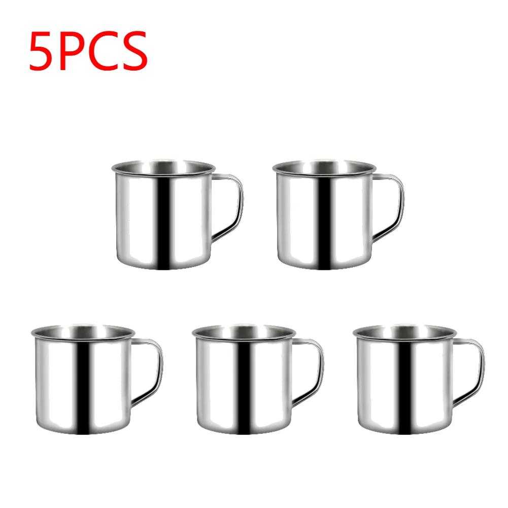 1-5pcs 200ML Childrens Water Cup Stainless Steel Portable Mug Camping Travel Mug Metal Coffee Tea Cup Mug Milk Tumbler Water Mug