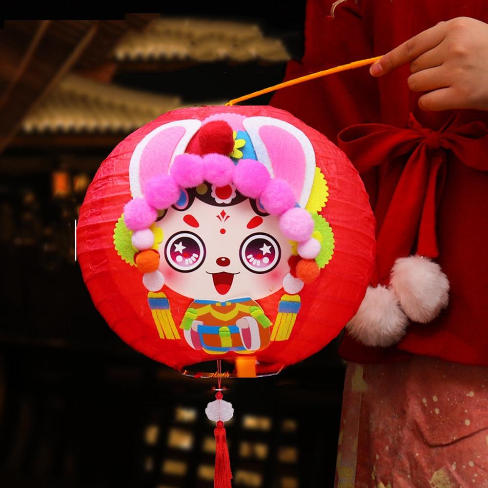 Cute Chinese Rabbit Lantern Traditional LED Lantern Toys Handheld Paper Lantern New Year
