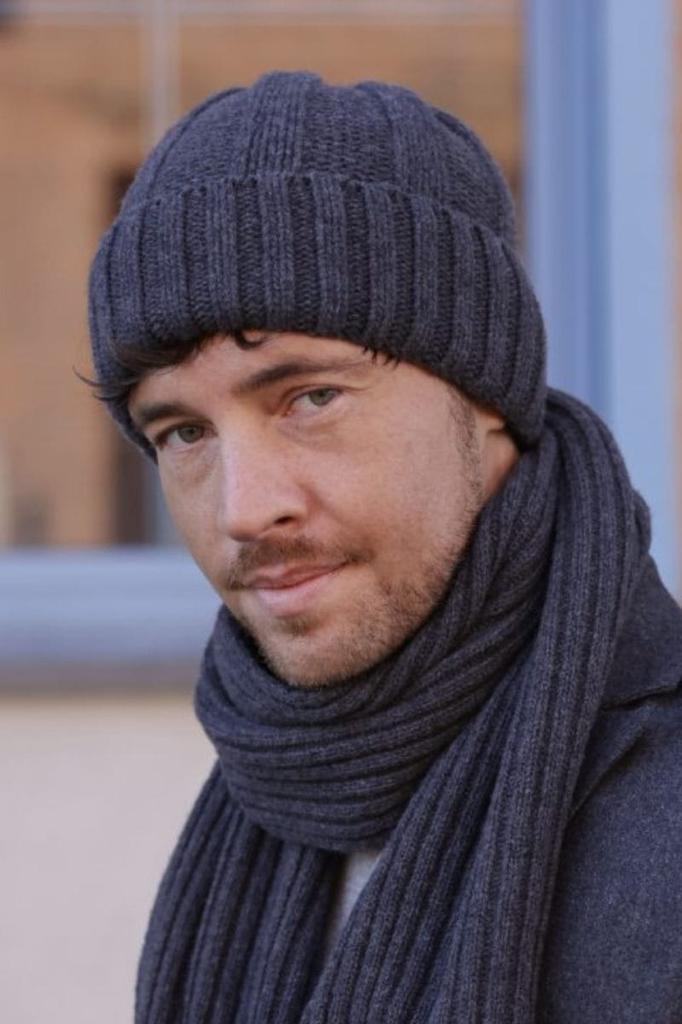 Men' Graphite Cap - Ben, Rib Knit, Polish Production
