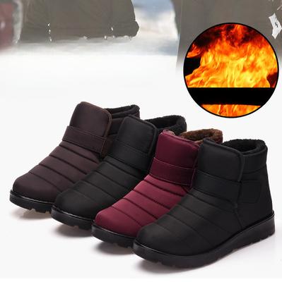 Warme Schneestiefel für Männer und Frauen, Paare, plüschige Wolle, wasserdichte Baumwollschuhe, mittelhohe wasserdichte warme Stiefel für Frauen