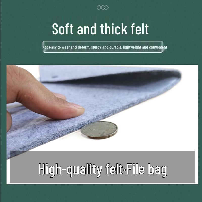 Felt Button-Closure File Bag for Office, Student, Tablet, and Exam Papers - Customizable