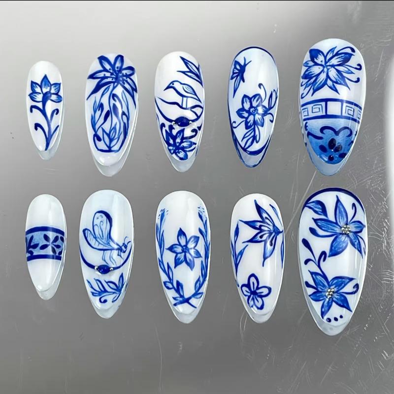 INS Hot Selling Accept Customization Duck Shape Artificial Fingernails Manicure False Nails with Glue Stickers Press on Nails