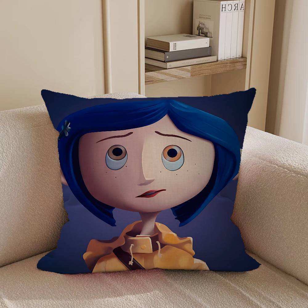 Anime Coralin Povlak na polštář Odnímatelný omyvatelný potah na polštář – Celoroční měkké lněné