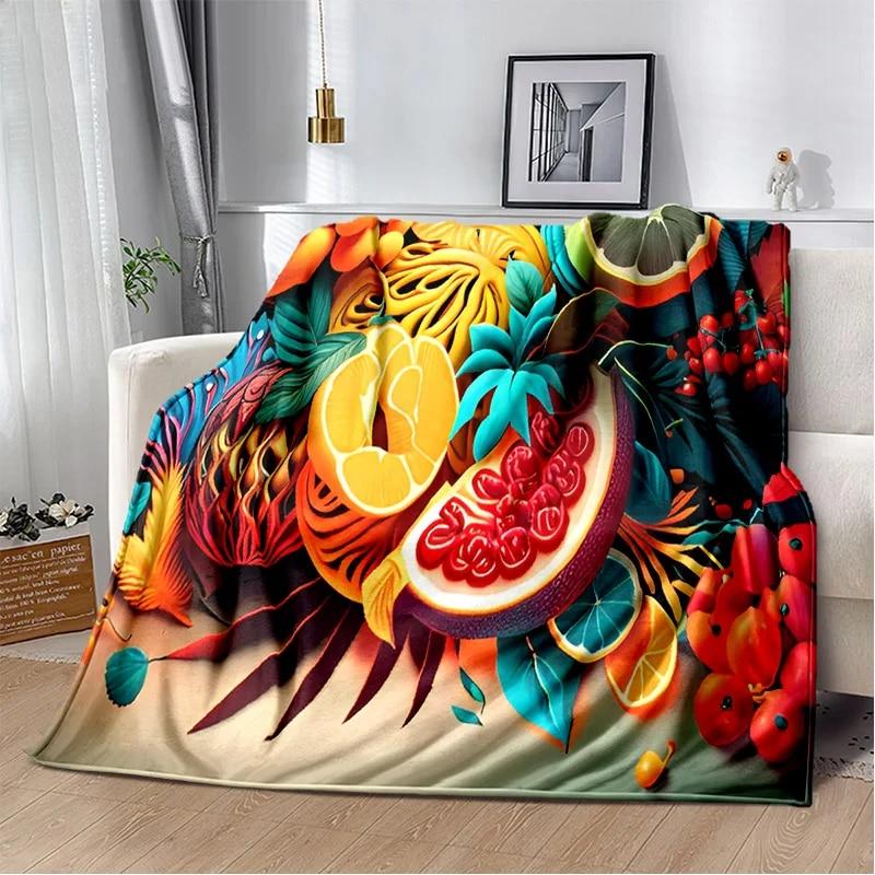 

3D Printing Cute Fruit Cartoon Blanket,Soft Throw Blanket for Home Bedroom Bed Sofa Picnic Travel Office Rest Cover Blanket Kids 30x40in
