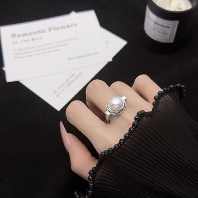 Pearl Ring Women'S Light Luxury Niche Design High-End Sense Adjustable Index Finger Ring Simple Ring