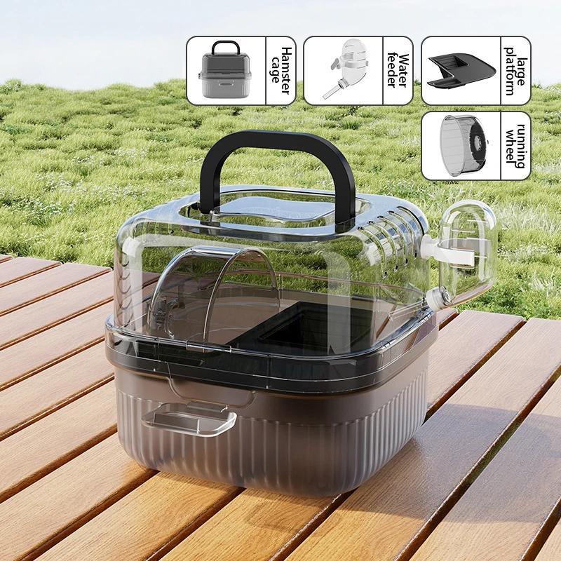 Прозрачная клетка-туалет для хомяка, портативная ручная клетка для шиншиллы, клетка для переноски мелких животных, прочный дышащий контейнер для переноски питомцев