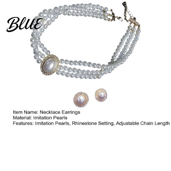 Necklace 2Pcs/Set Women Jewelry Gift Three-Layer Imitation Pearl Choker Prong