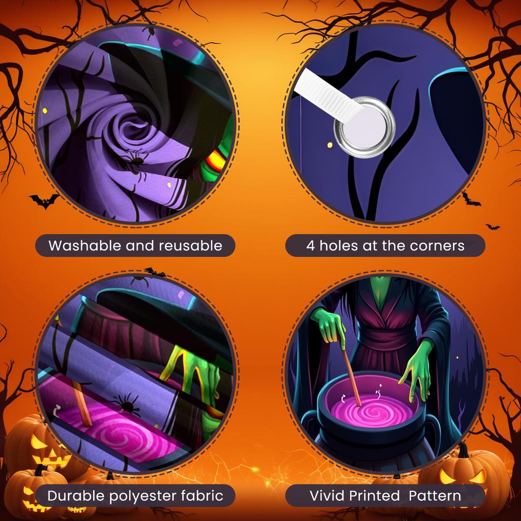 Party Banner Material Halloween Decoration Witch Poster High Quality Spooky Banner For Haunted House Trick Or Treat Outdoor