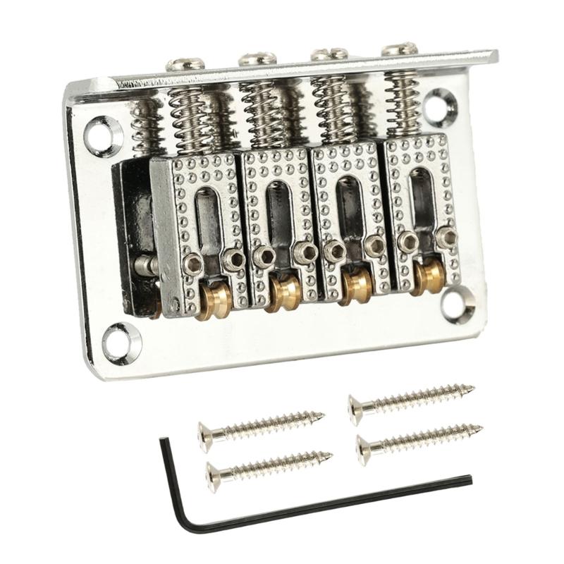 

4 String Guitar Bridge Roller Tailpiece Hardtail Cigar Box with Mounting Screws 1 срібний