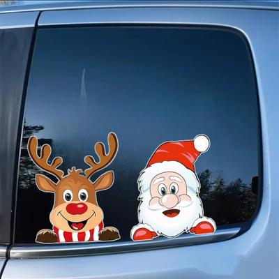 Motorcycle Sticker Santa Claus Reindeer Stickers Waterproof Decor Cover Scratches Car Window Christmas Decals