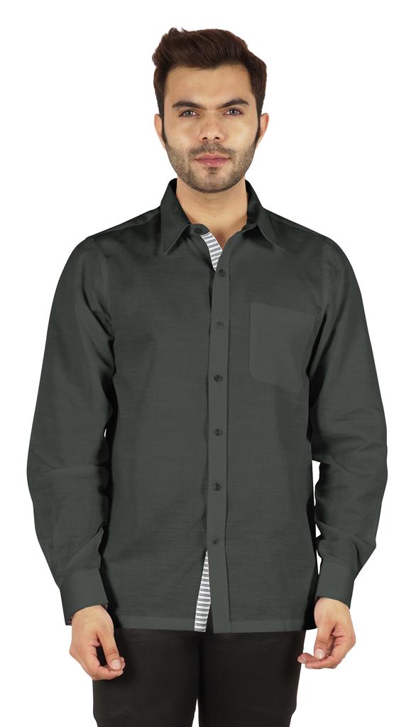 BestMan Formal Classic Button Down Cotton Shirts Inner Contrast Regular Fit Office Shirt For